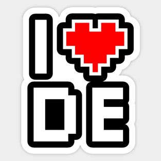 I Love DE - Pixel heart for Delaware gamer Sticker